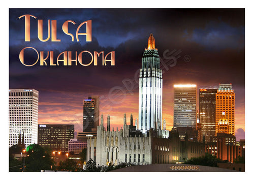 DECOPOLIS Postcard - Downtown Tulsa Sunset