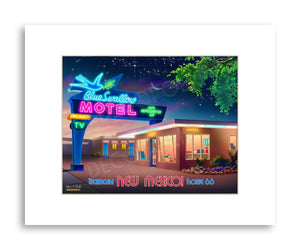 DECOPOLIS Print - New Mexico Blue Swallow Motel - Matted