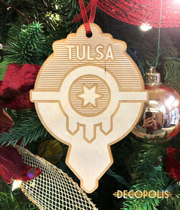 Wood Ornament, Tulsa Flag