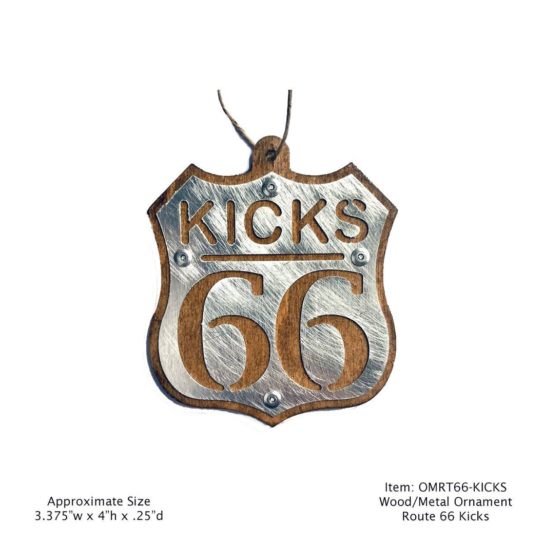 Wood/Metal Ornament - Route 66 - Kicks