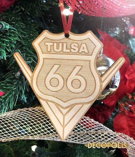 Wood Ornament, Tulsa Route 66