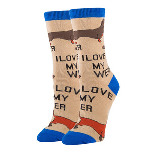 Women's Crew Socks - Love My Weiner