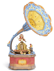 3D Wooden Puzzle Music Box: Vintage Gramophone - "Unchained Melody"