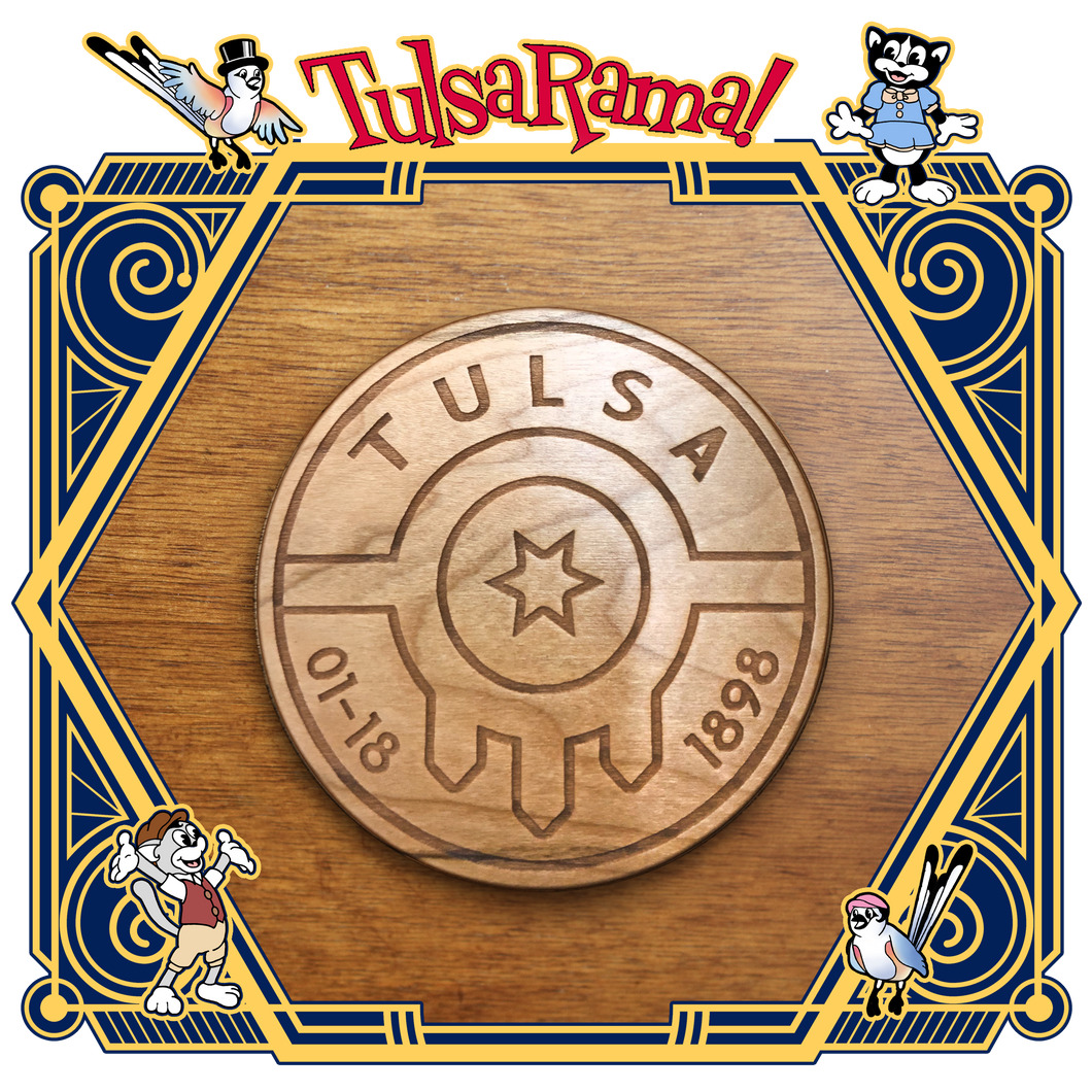 WCTF Wooden Coaster Tulsa Flag