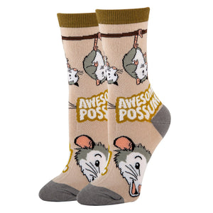Women's Crew Socks - Anything is Possumble